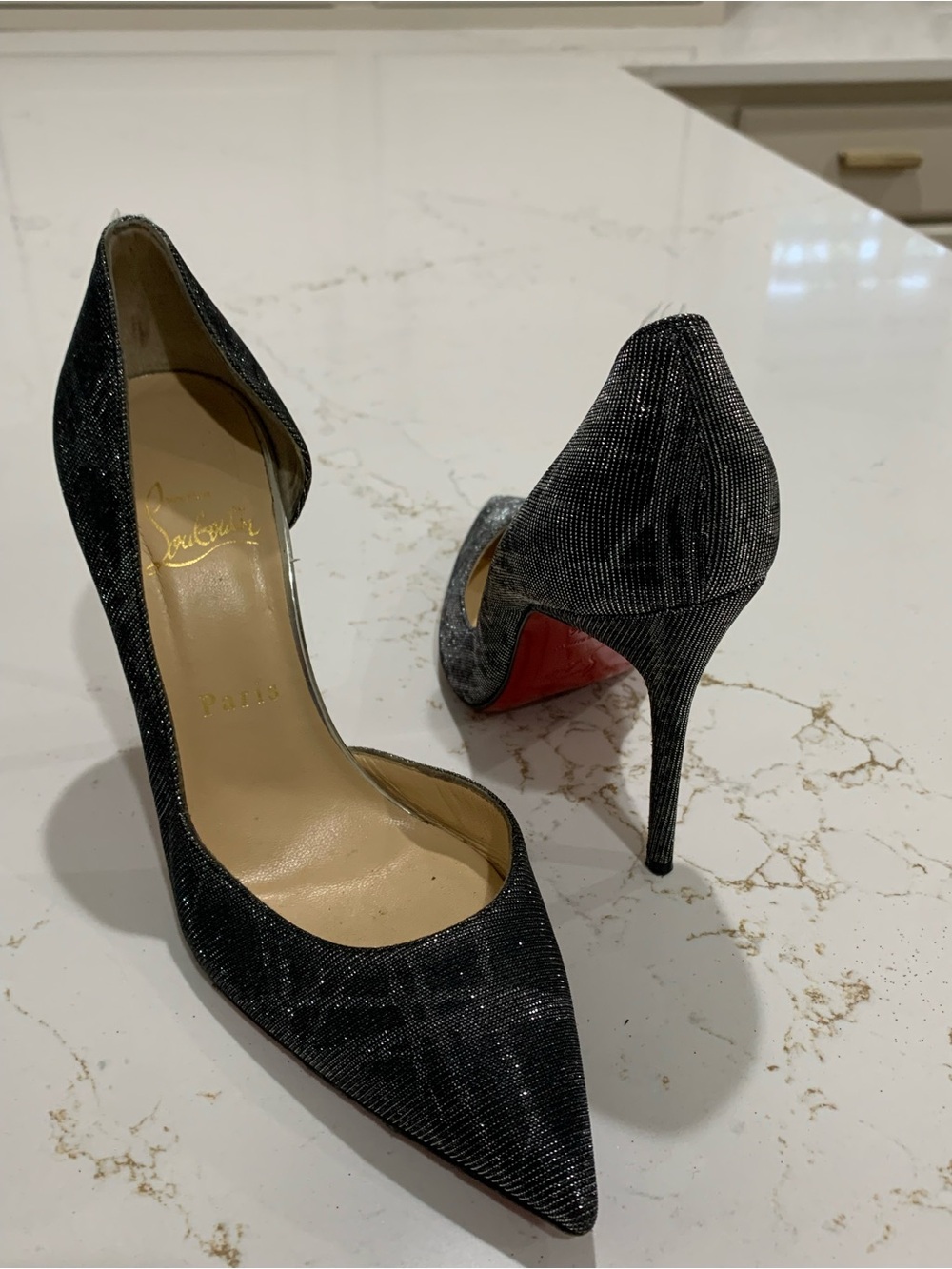 Christian Louboutin Glitter Iriza Flinstar Pump Black Size 37
